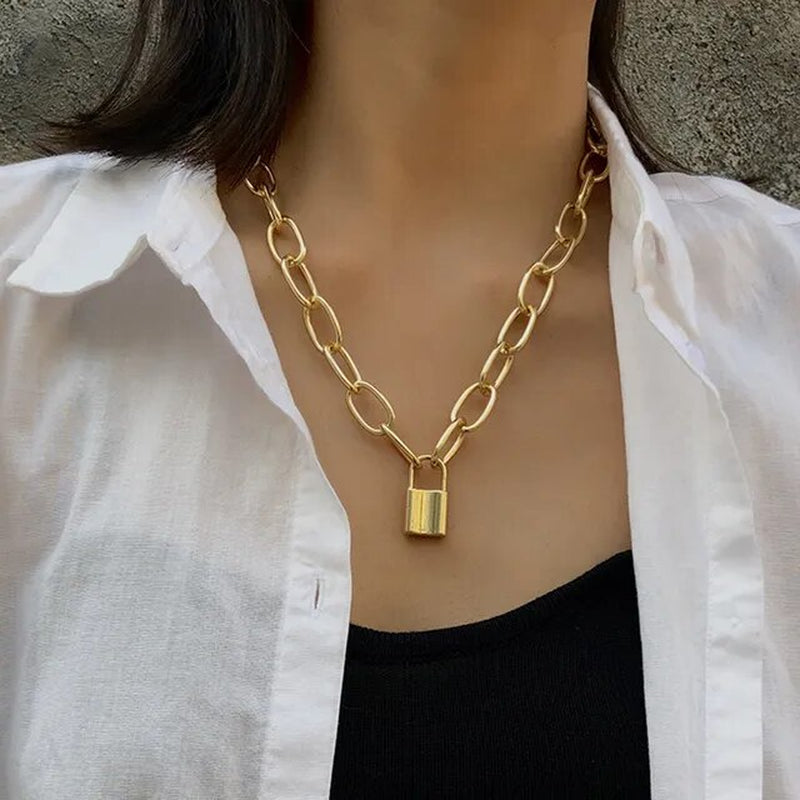 Neck Chains Lock Pendant Jewelry for Women 
