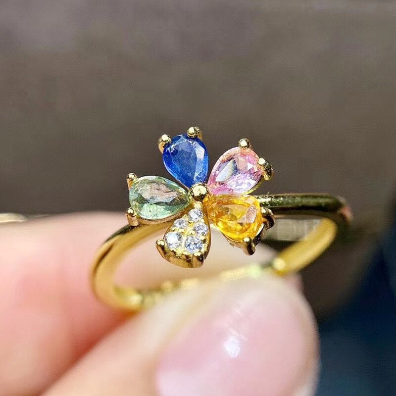  Sapphire Flower Ring 